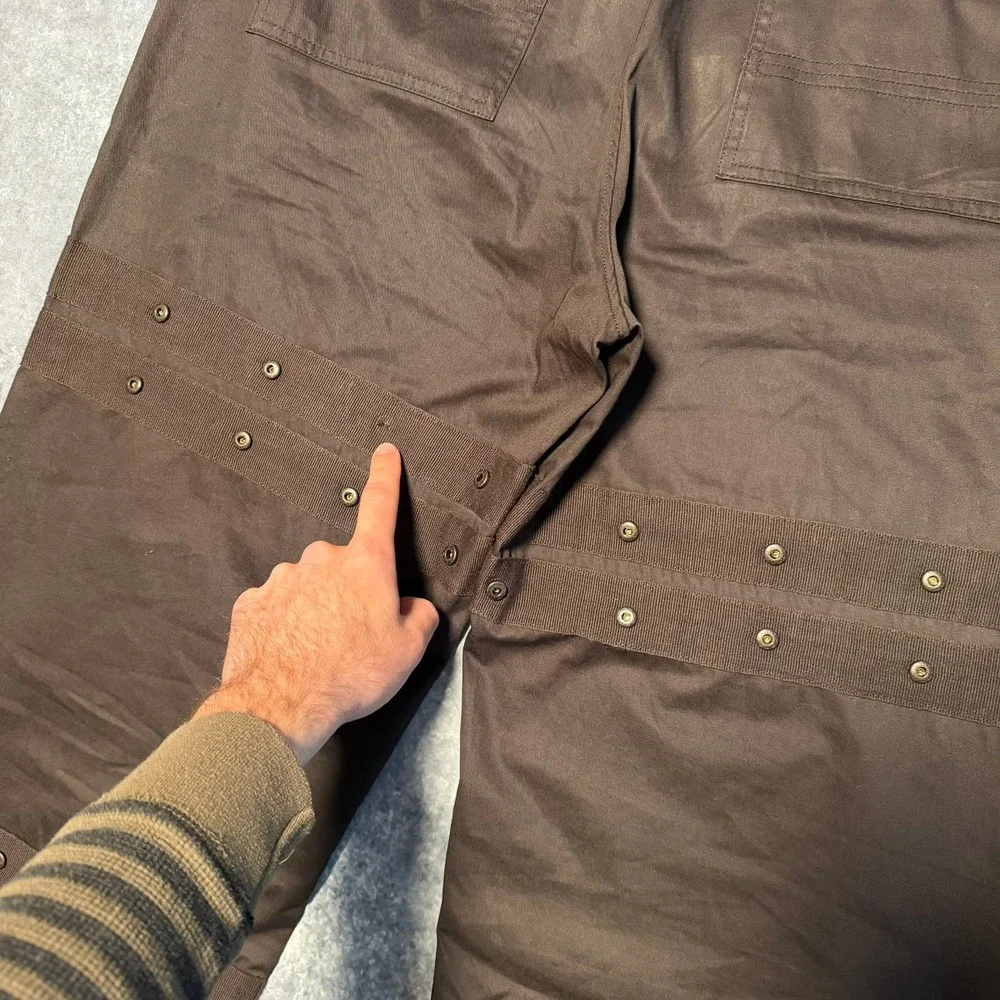 Zara Mens Brown Studded Wide Leg Cargo Pants Size 36 Utility Gorpcore Punk